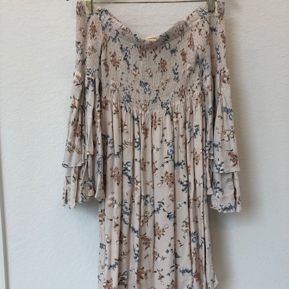 Pink Floral Off The Shoulders Dress